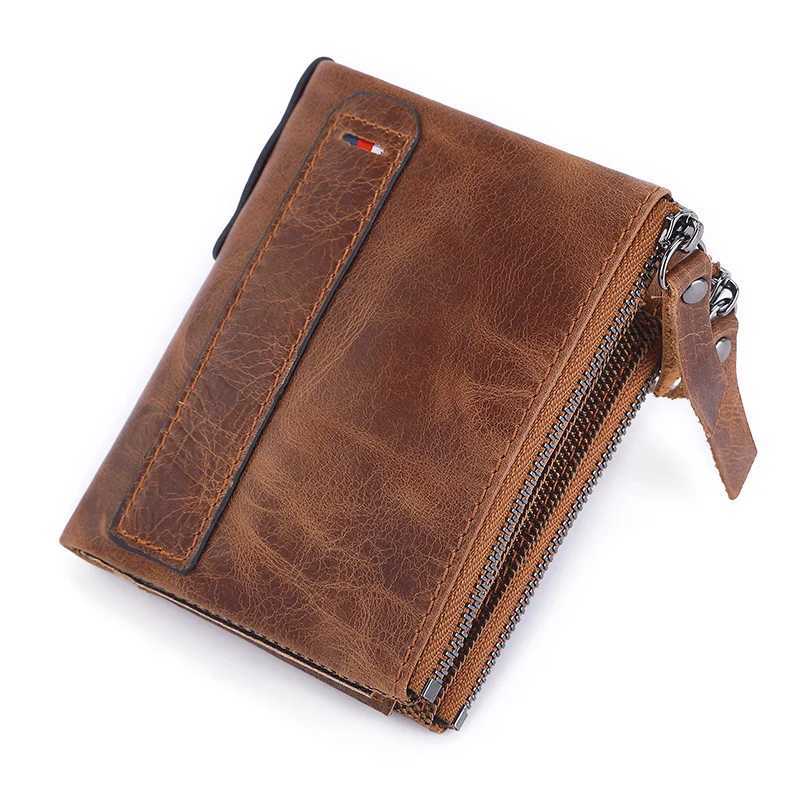 Classic mens wallet leather cowhide short card holder leather mens wallet high-quality designer mens wallet with zipper pocket W250419