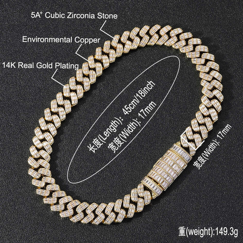 designer Cuban Chain 17mm Sterling Sier Ice Out VVS Moissanite Flip Button Hip Hop Men's Necklace with free shipping