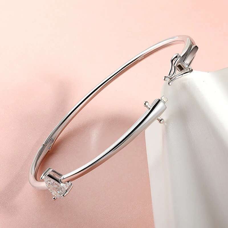 Smyoue 1CT Pear Cut GRA Certified Moissanite Bangles for Women S Solid Sier Lab Dia Bracelets Birthday Gift Jewelry