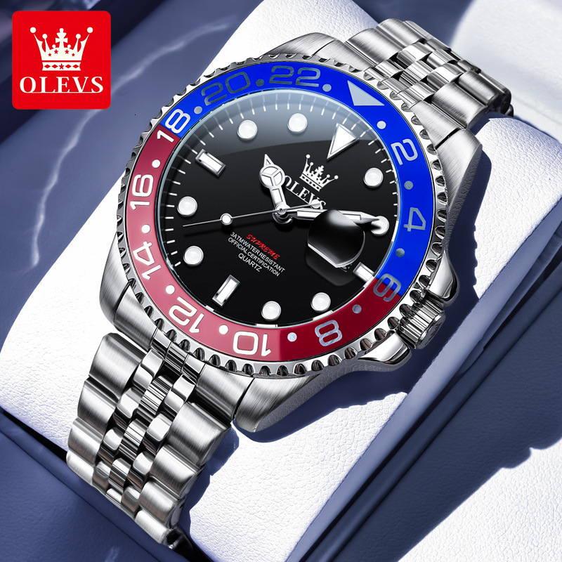OLEVS Designer Men's Watch New GMT Quartz Watch Waterproof Outdoor Luxury Classic Men's Watch Luxury Watch Free Delivery And Wholesale