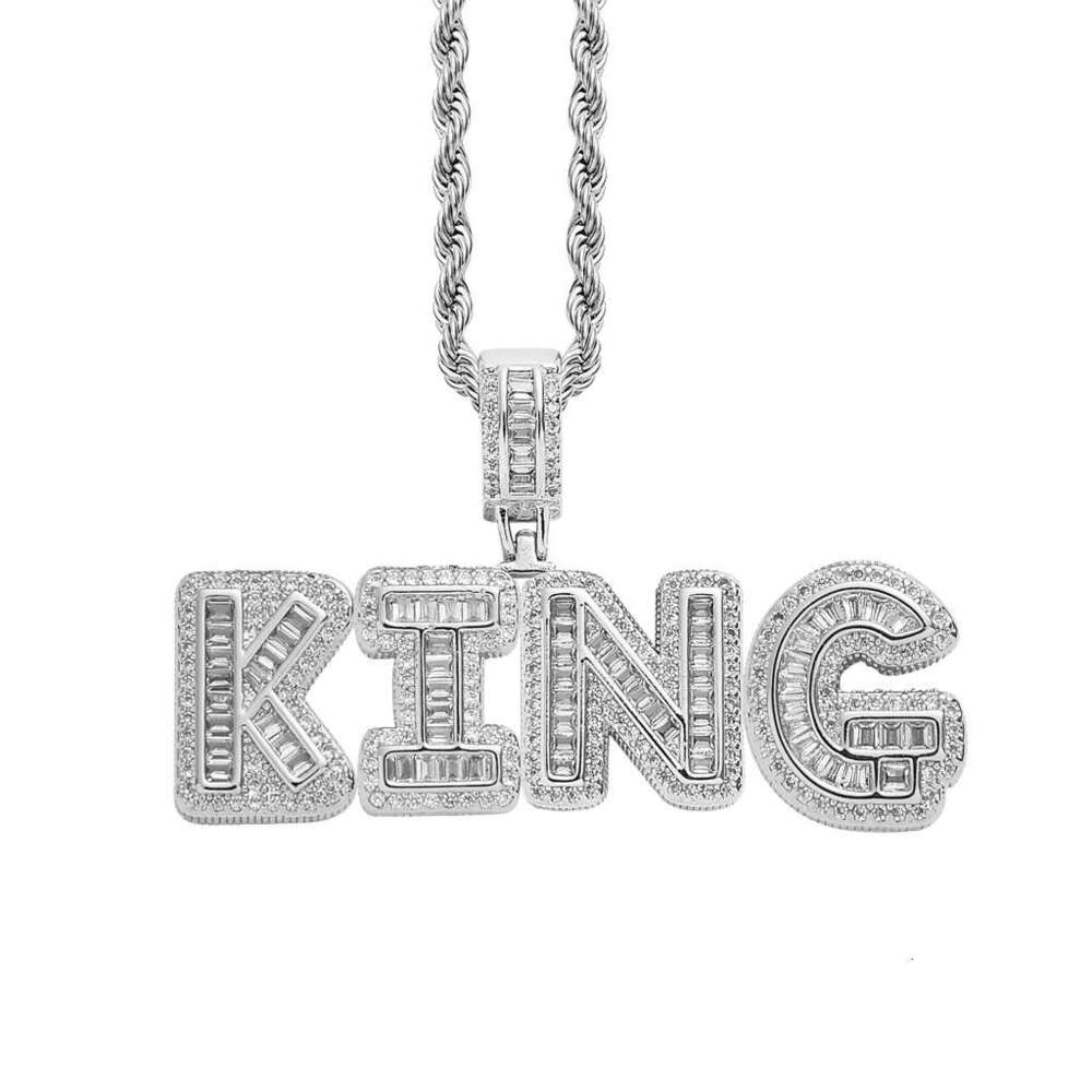 Hip Hop personalized rock candy alphanumeric combination pendant T square Ice out VVS Moissamite necklace for men and women Free delivery