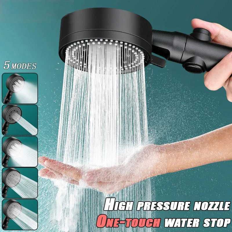 High-pressure Shower Head Set 5 Modes of Adjustment Showerhead with Hose Water-saving One-touch Stop Bathroom AccessoriesM251120