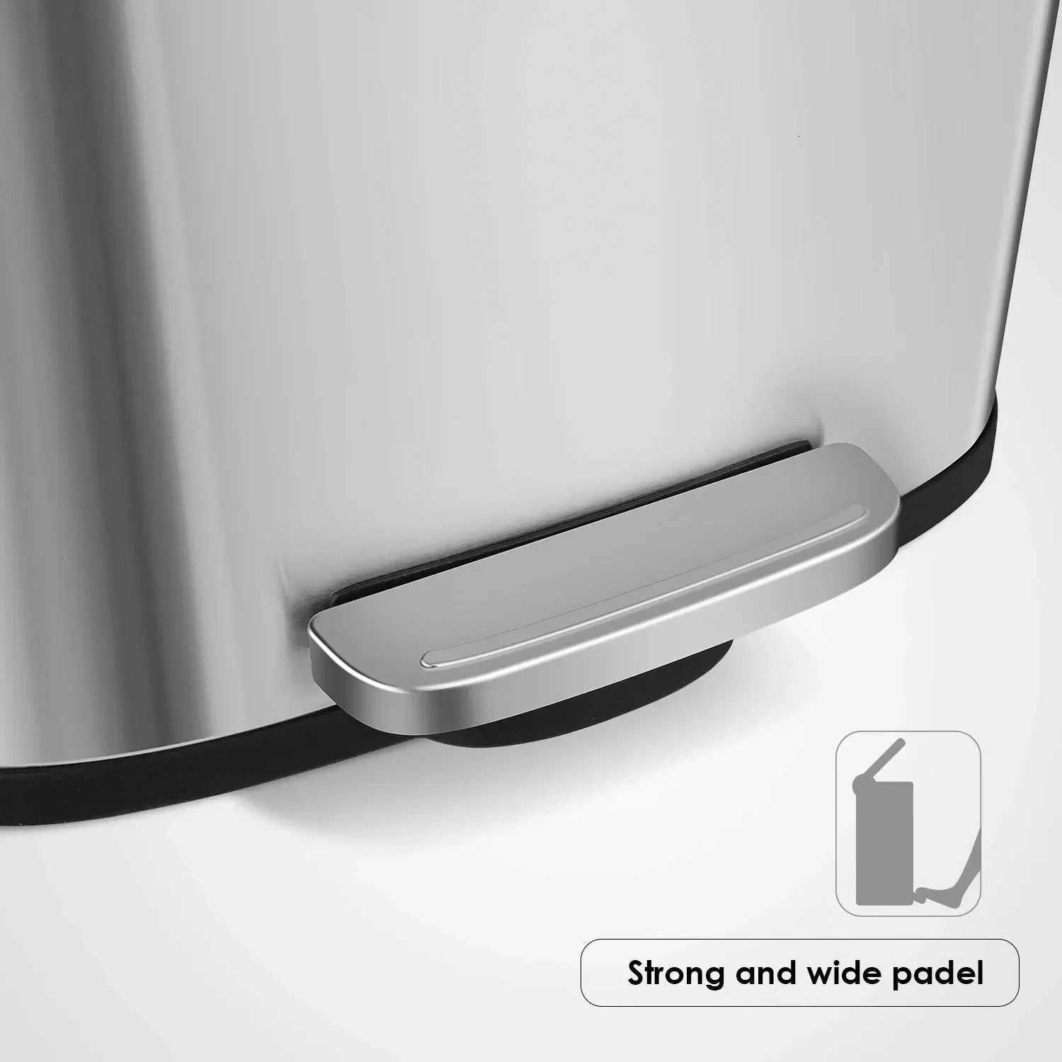 Kitchen Trash Garbage Can 50L5L Soft-Close Smudge Resistant Trash Can with Foot Pedal-Brushed Stainless Steel Satin Nickel C251120
