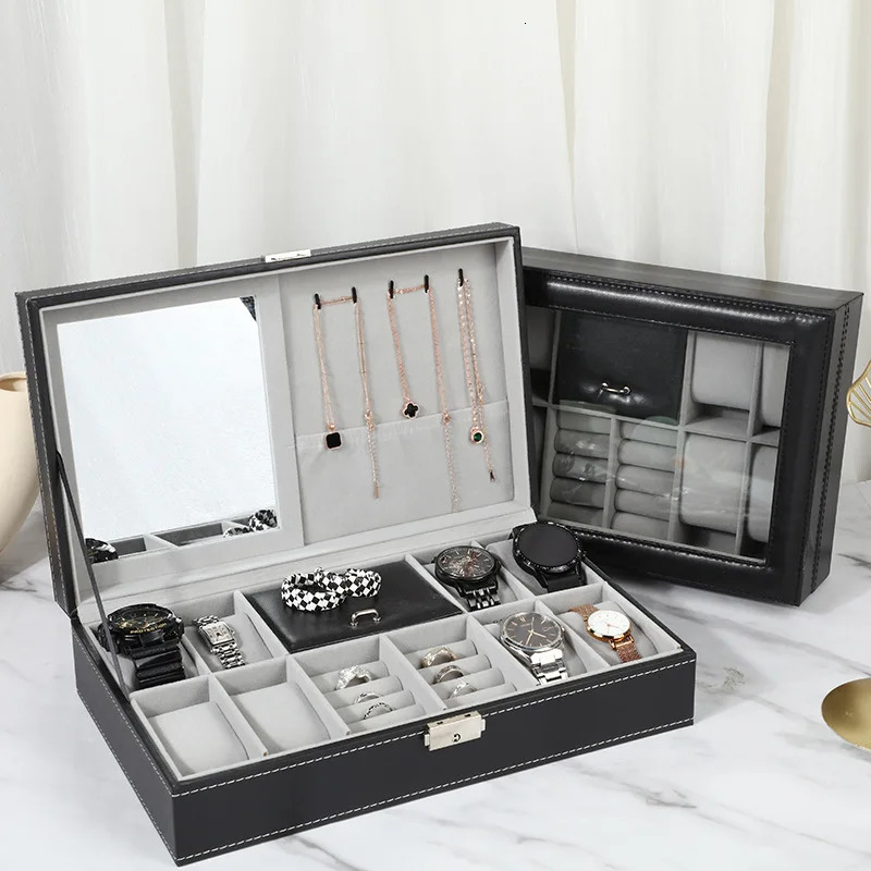 WELLZONE Multi-Functional Large-Capacity Watch Jewelry Box High-End Accessory Storage Box Leather Sunglasses Organization Box 251118