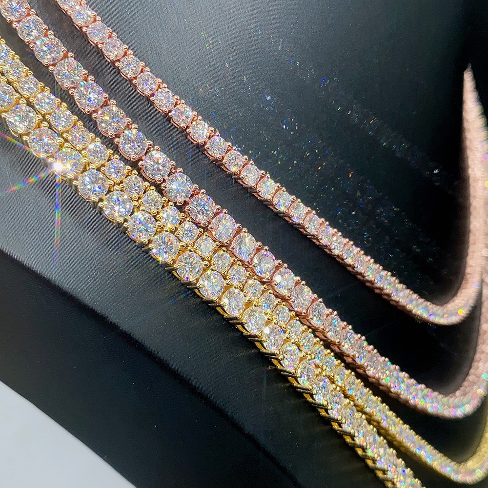Certified High-Quality VVS Moissanite Tennis Jewelry Set with Robust 4mm Chain