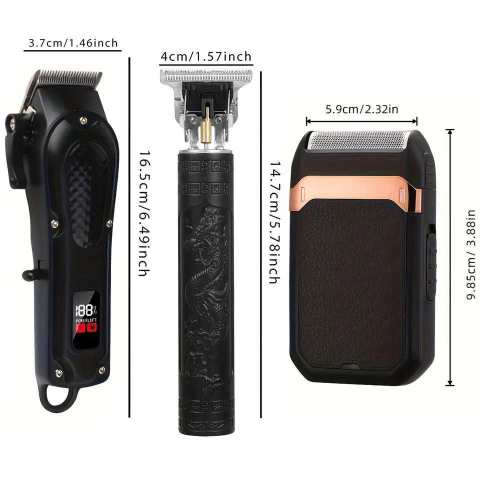 Professional Salon Three-Piece Set for Mens Beard Trimmer Electric Hair Clipper Razor Grooming KitT251120