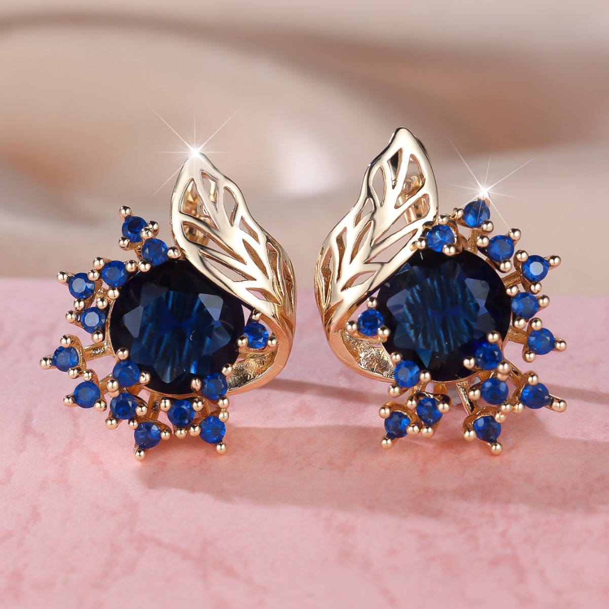 Round Flower Feather Zircon Earrings with Personality moissanite designer earrings designer earrings for woman pearl earrings gold designer ohrringe j - view 5