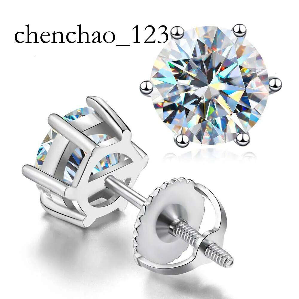 pass dia tester vvs1 D color moissanite designer for women sterg sier 6 prong stud earrings plated gold men earring jewelry valentines day gift