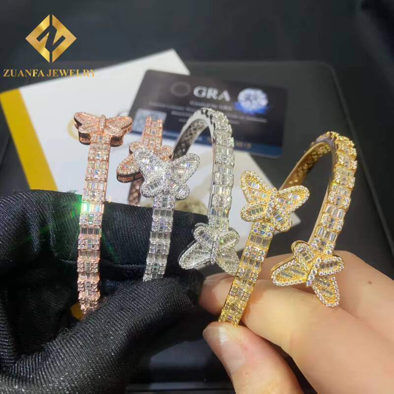 New Designs VVS1 Moissanite Butterfly Bracelet 925 Silver Pass Diamond Tester Iced Out Moissanite Womens Bracelet with GRA