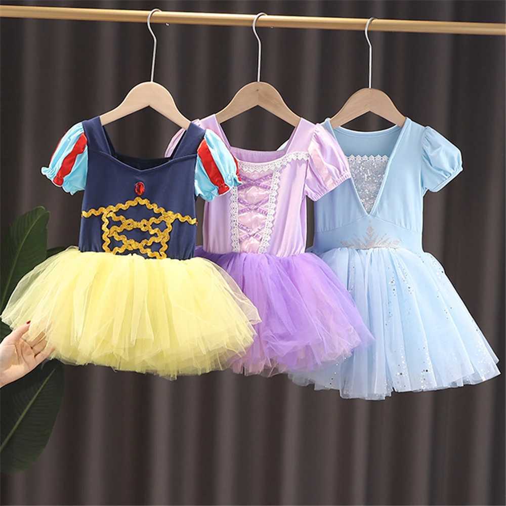 Disney Birthday Fancy Fairy Preschool Girl Princess Dress Up Baby Ballet Tutu Dress Long Haired Princess Alice Belle Elsa Childrens Dress Party DressX