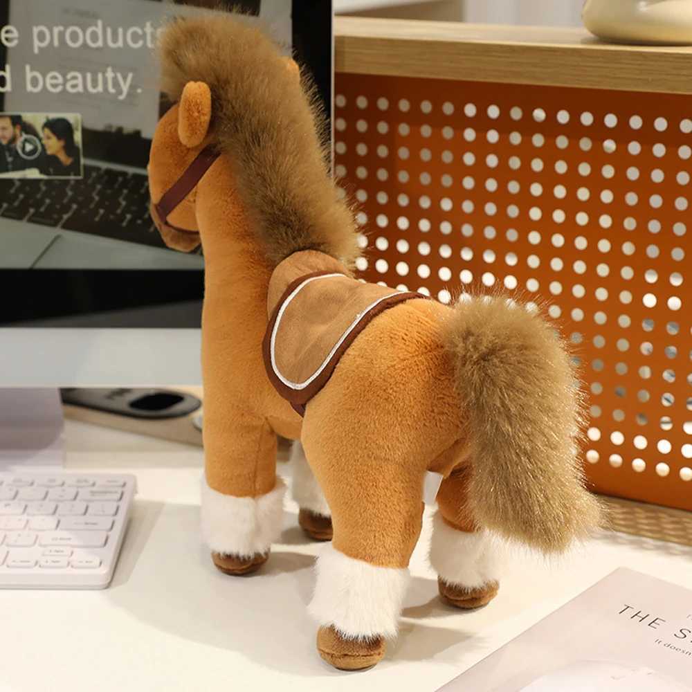 15cm Simation Brown Horse Plush Toys White Horse Stuffed Soft Dolls With Saddles Chinese New Year Mascot Gifts C251202