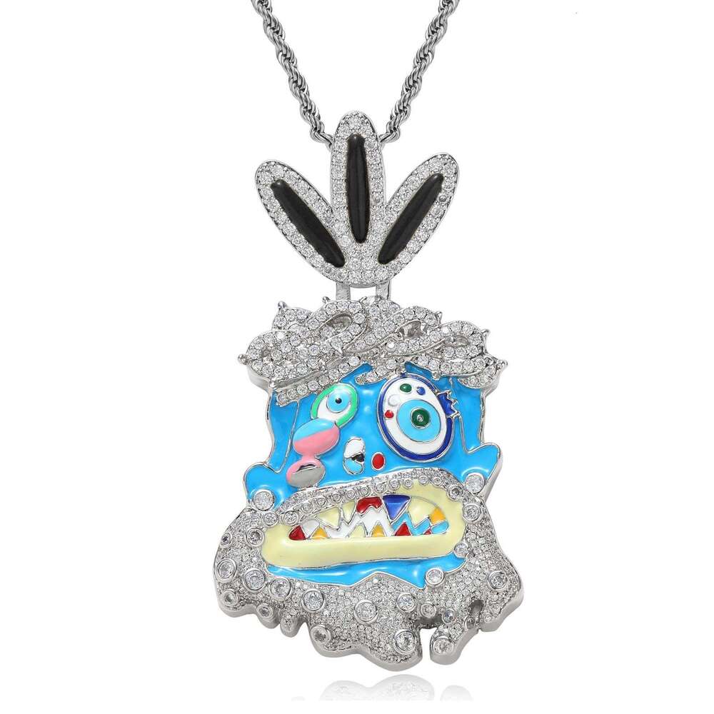 Luxury designer Cartoon Avatar pendant Colored Ice Out VVS Moissanite Hip Hop Necklace with free shipping