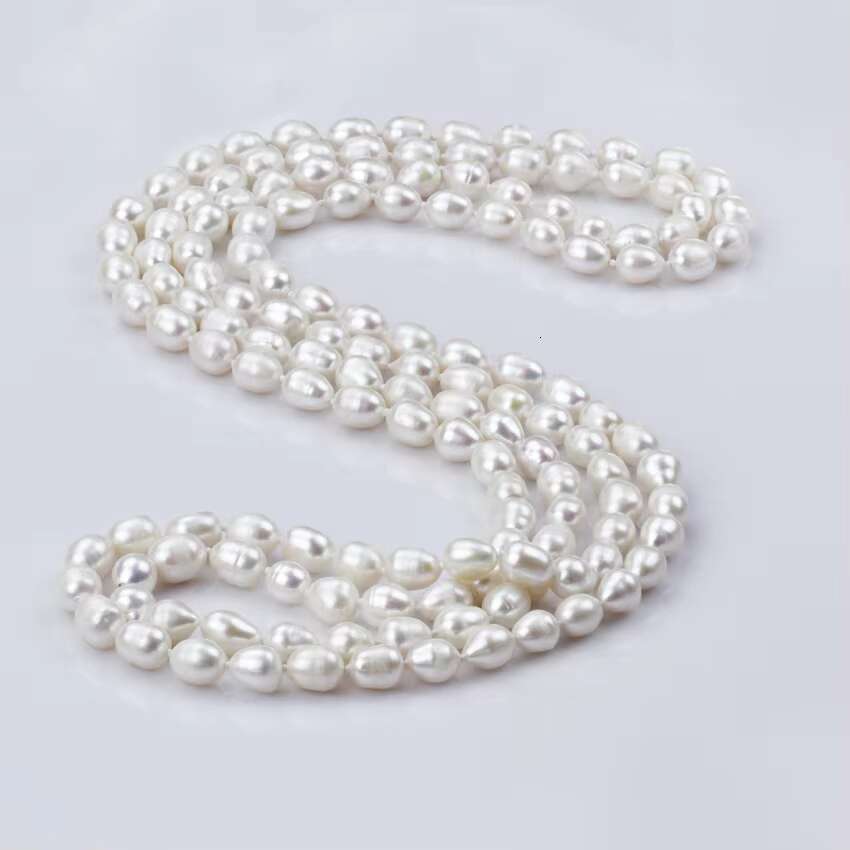 7-8mm 60 Inch Long Multi Color Freshwater Cultured Real Fresh Water Natural Wholesale Rice Pearl Necklace