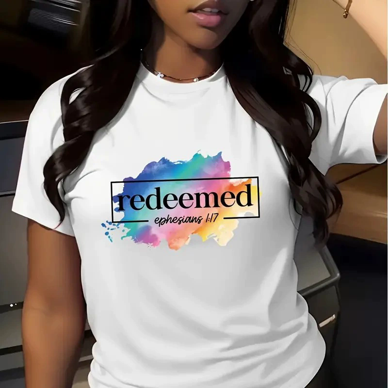 Fashion Round neck T-shirt women's letter printed short-sleeved shirt Letter Print T Shirts White XXL