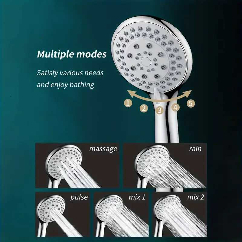 Plastic Sealed Five-speed Large Water Outlet Adjustable Shower Head High Quality Universal Handheld Bathroom Shower Head SetM251120