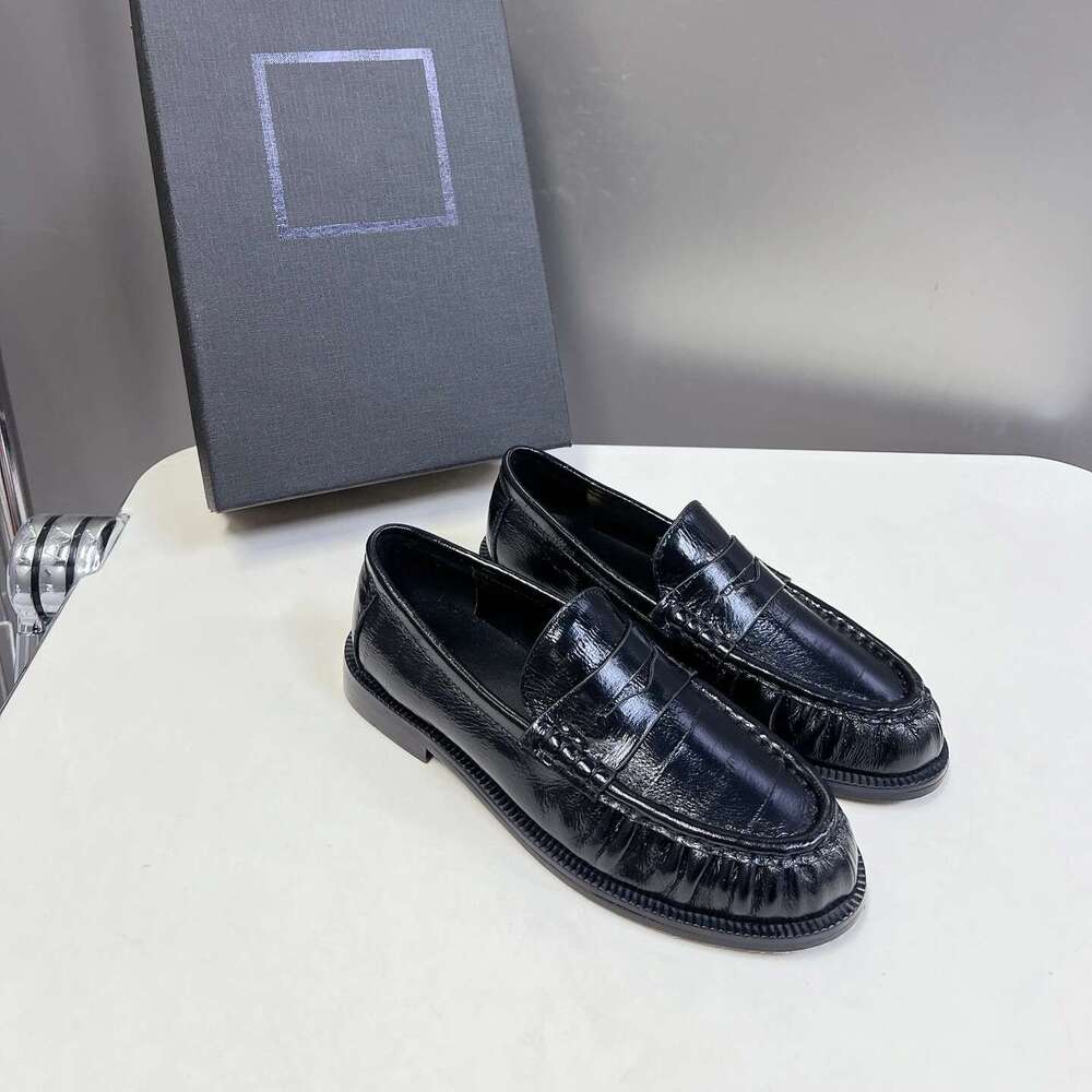 Women Genuine Leather Flats Natural Cow Suede Loafers Pleated British Style Low Heels Designer Shoes atillas De Mujer
