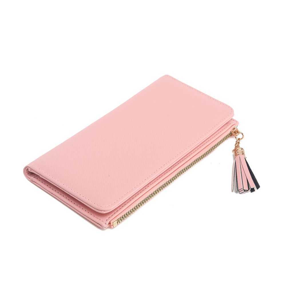 Womens Long Wallet Pu Solid Color Wallet Multi-Layer Card Case Zero Zipper Wallet Storage Id Card Bank Card Tassel ClutchW251120