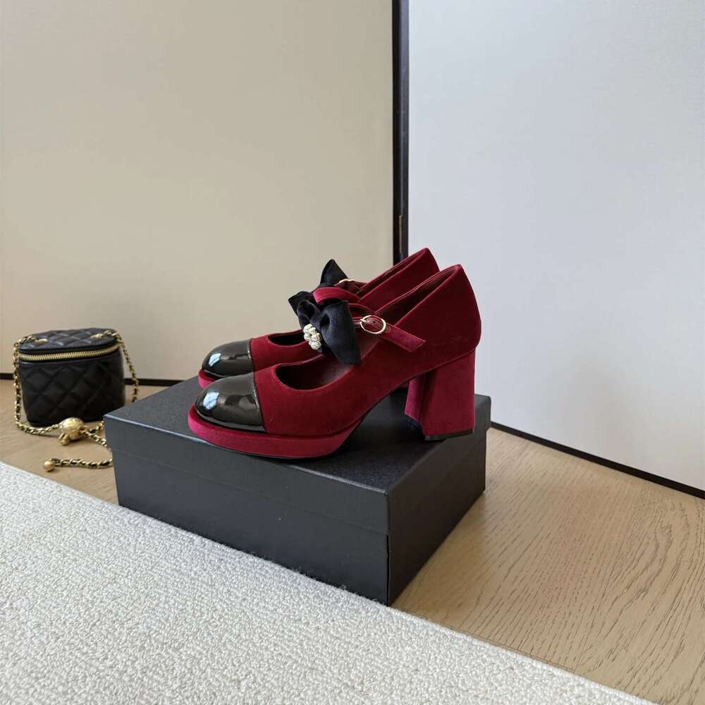 New Shoes Women Size34-41 Flannel Pumps Super High Heels Genuine Leather Butterfly Knot Pearl Flat Platform atillas De Mujer