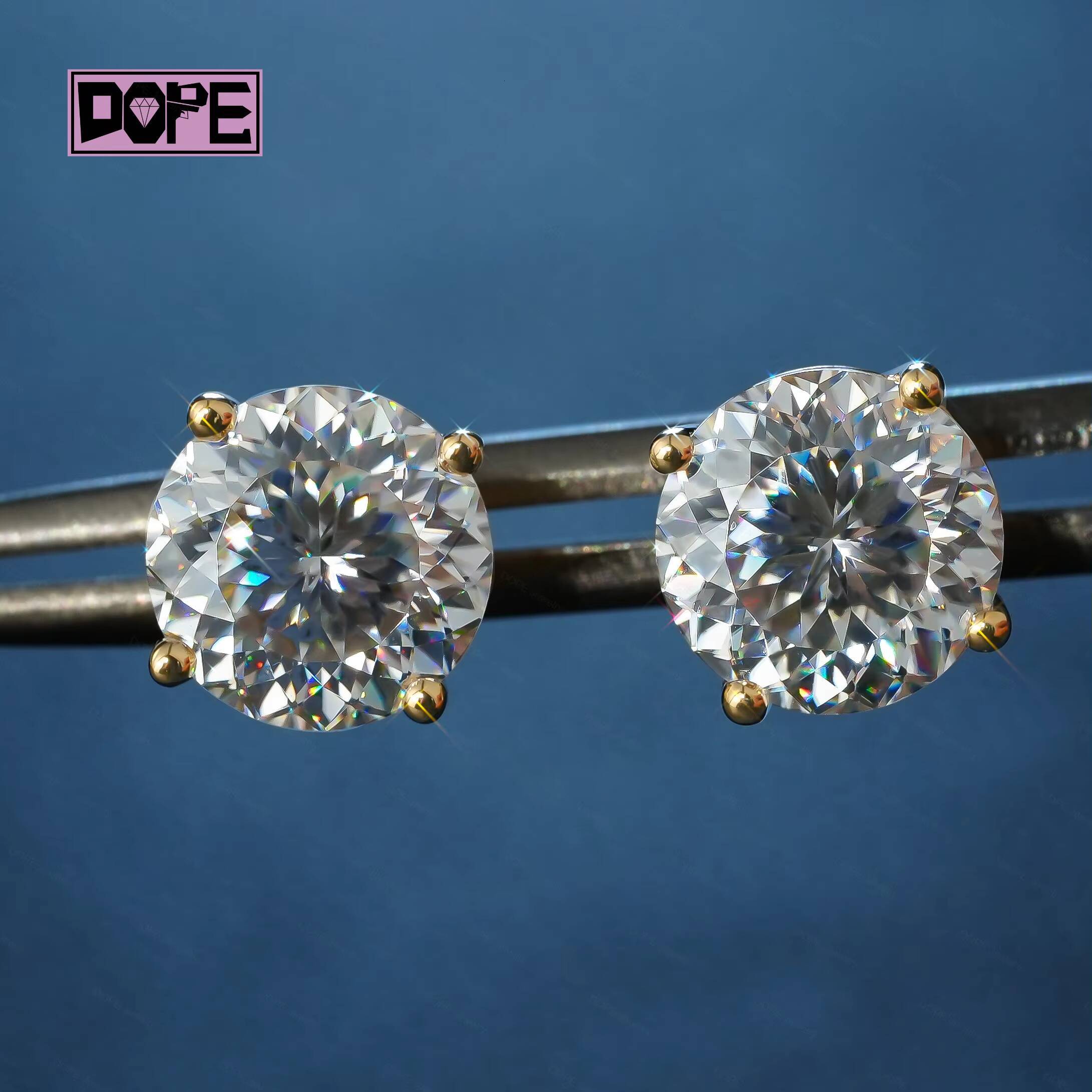 Luxury Stud Earrings Classic 10k 14k 18k Solid Gold VVS Diamond Portuguese Cut Solitaire Moissanite Earrings