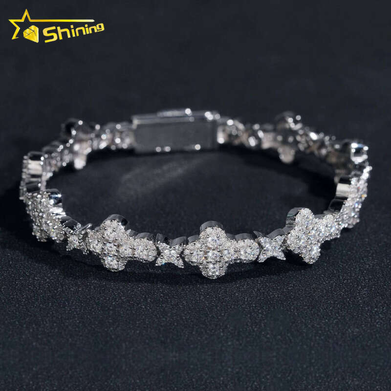 New Cross Iced Bracelet Pure Sier Chain Tester GRA Certified VVS Silicon Stone Tennis Necklace
