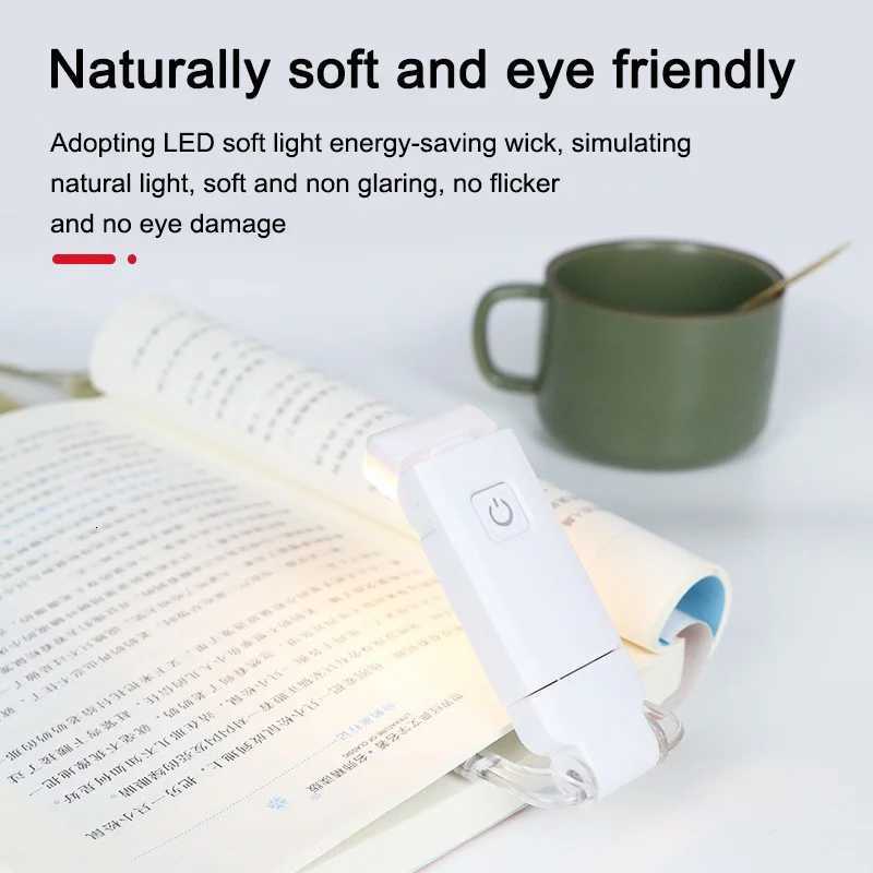 Mini Light Reading Clip Light LED Small Night Light USB Charging Adjustable Brightness Eye Protection Portable Flashlight M251120