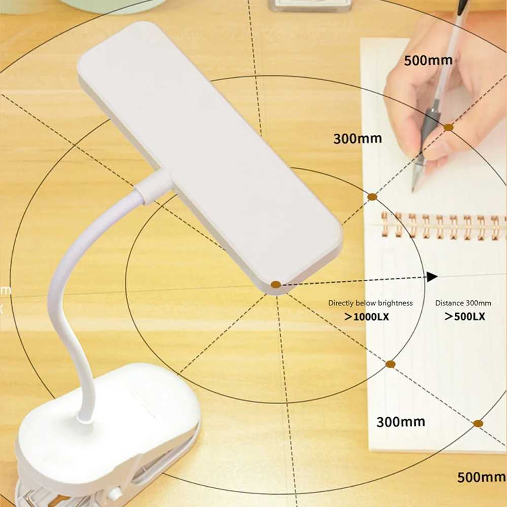 360 Flexible Study Table Lamp with Clip USB Dimmable Night Desk Lamp Rechargeable Night Light for Bedroom Study Reading Office M251120