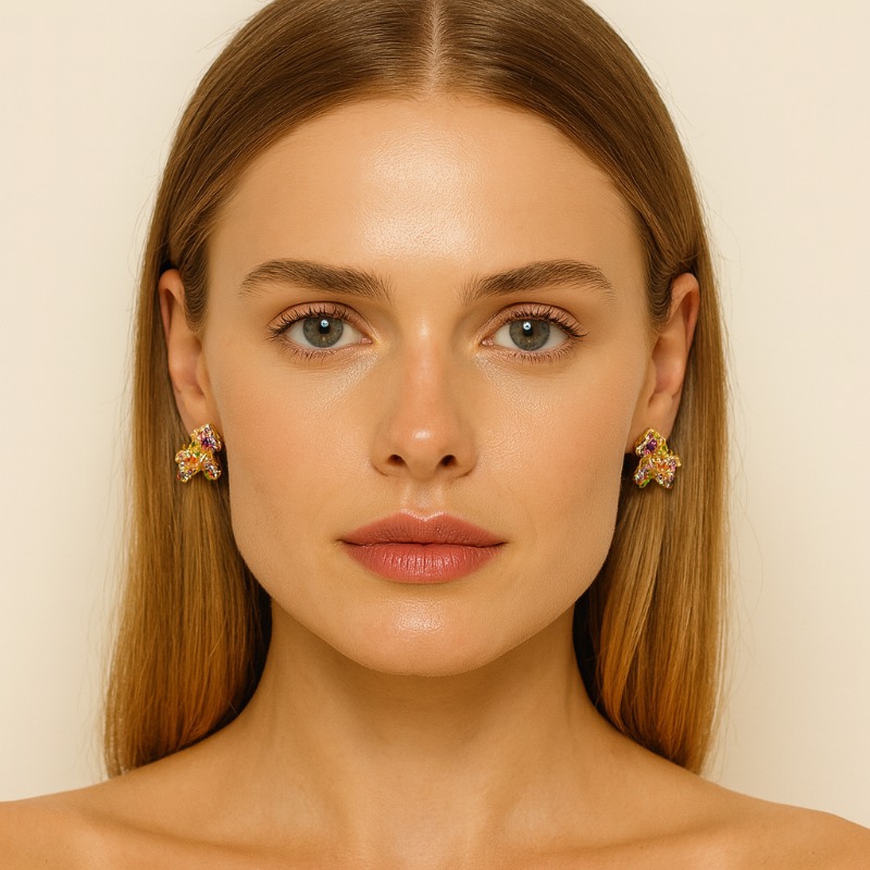 Colorful Crystal Zircon Horse Stud Earrings for Women, Luxury High-End 2025 Autumn Winter New Fashion Versatile Earrings, Perfect Gift Choice H260202