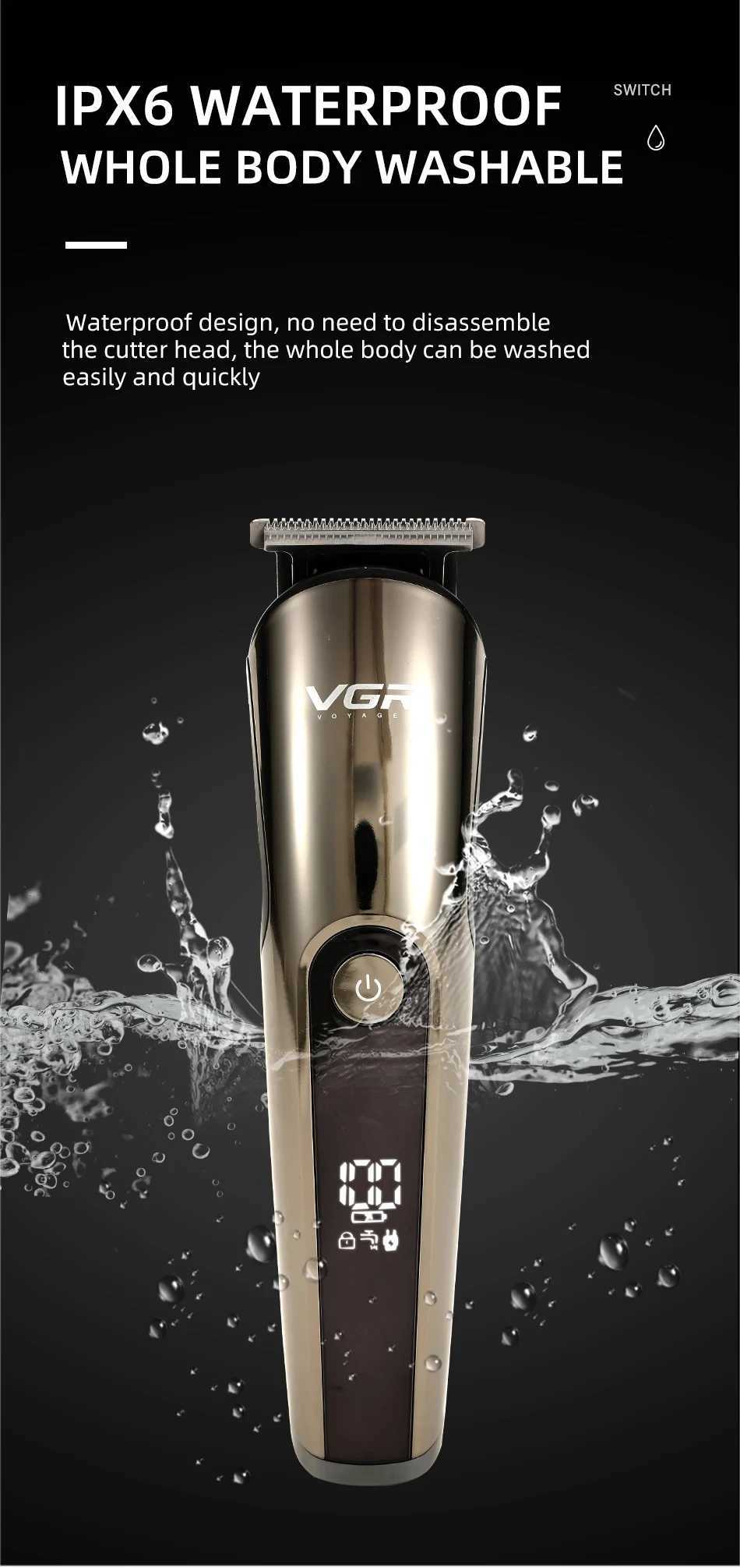 VGR 107 hair clipper cross-border digital display multi-functional cutter head professional carving electric fader manufacturersT251120