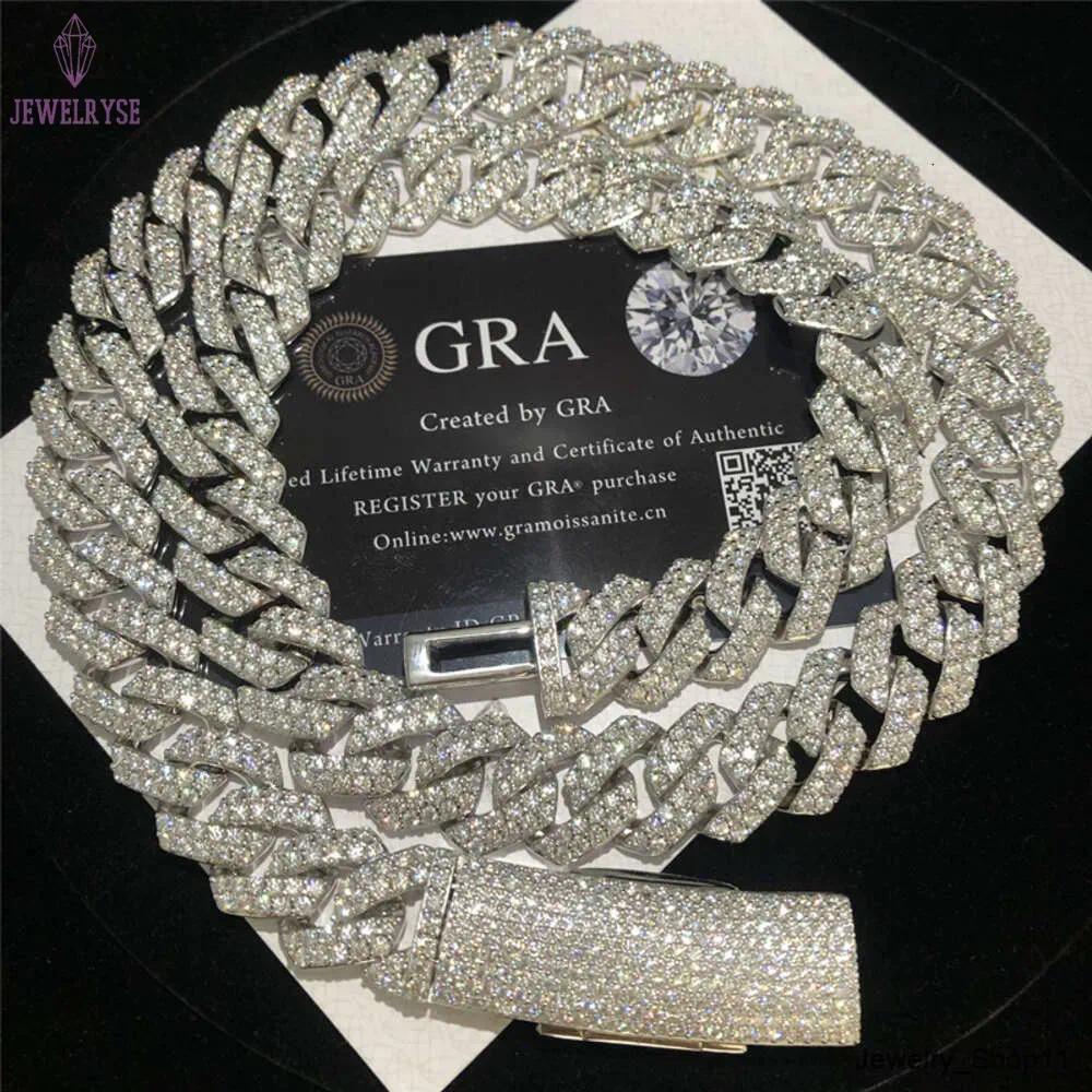 High Quality Iced Out Cuban necklace Pass Diamond Tester VVS Moissanite Hip Hop Jewelry Cuban Bracelet 15MM 925 Sterling Silver Cuban Links