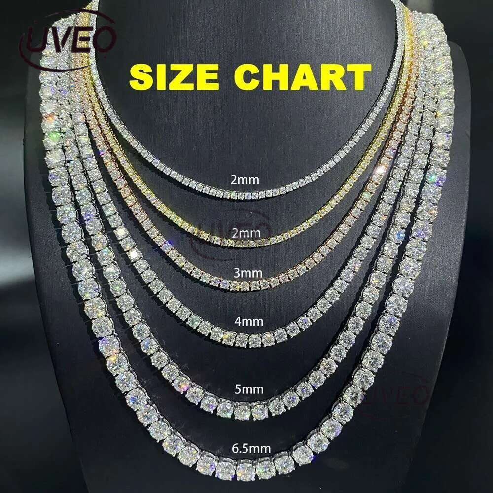 Hot Sale Hip Hop Iced Out Jewelry Fashion Dia Necklace S Sier 2MM 3MM 4MM 5MM Vvs Moissanite Tennis Chain
