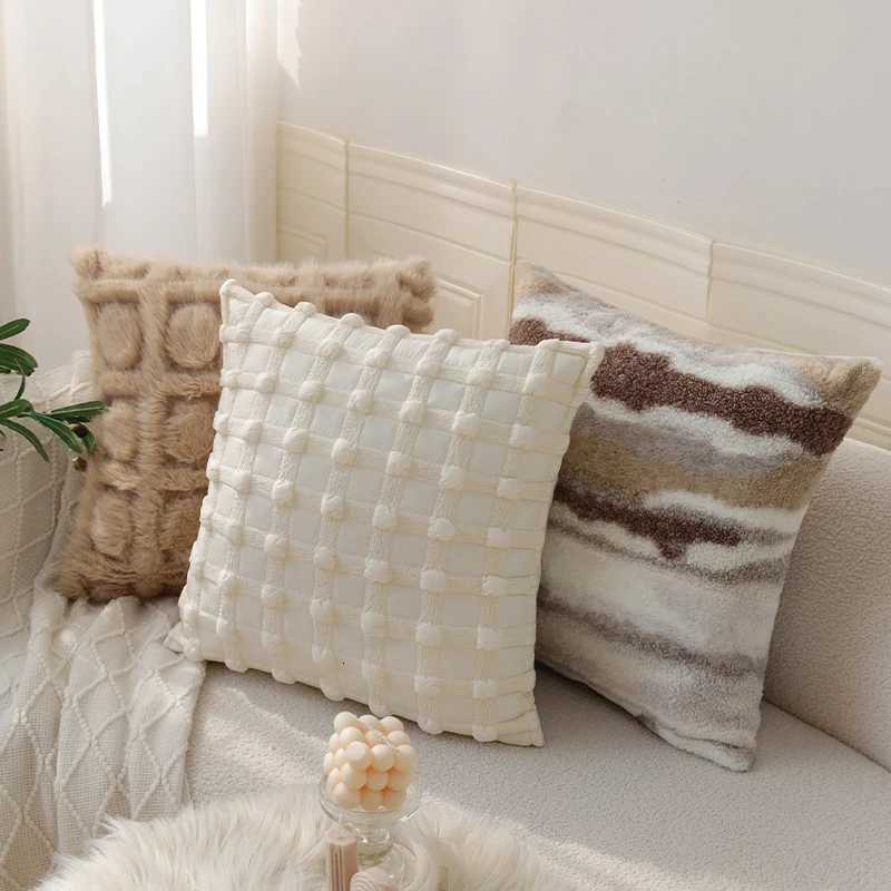 Pillow Case Double Sided Plush Cushion Cover Ins Nordic Irregular Decorative case For Sofa Home Decor Living Room Cover Retro C251120