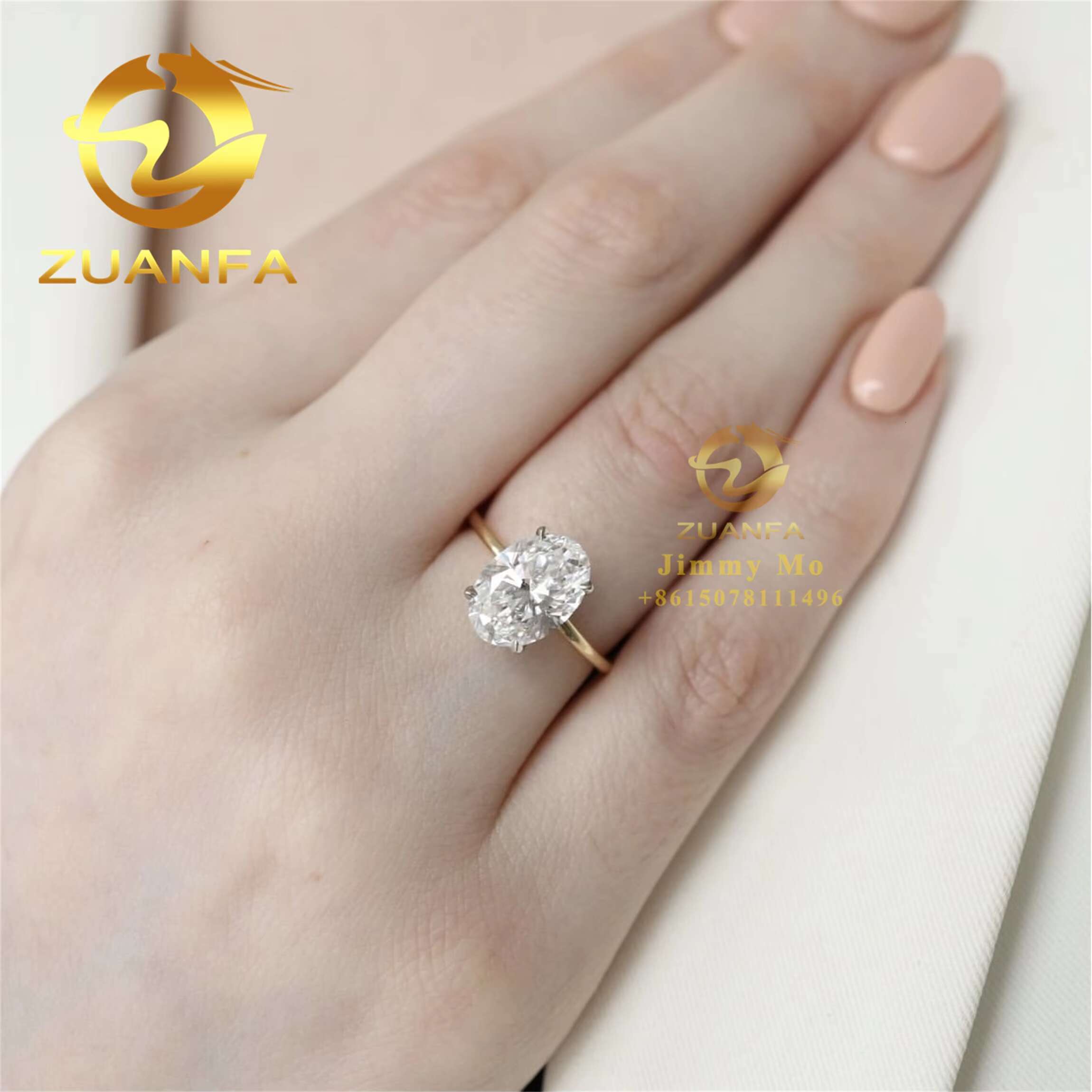 Classic Gorgeous Pass Diamond Tester 14k Yellow Gold 5ct Iced Crushed Oval Moissanite Diamond Engagement Wedding Ring Women Gift