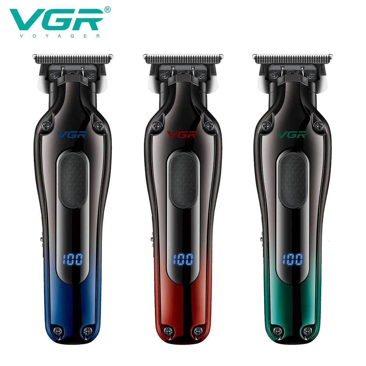 VGR 998 New Design Mens Cordless Rechargeable Professional Hair Clipper Gradient Color Precision Carving Electric Push ClipperT251120