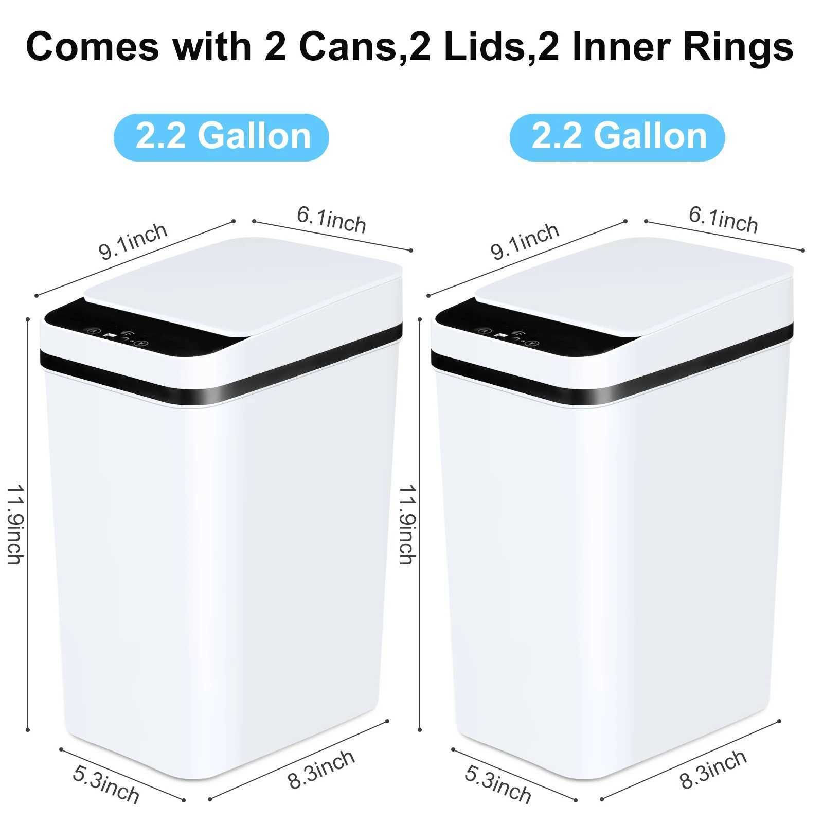 2 Pack 12L Bathroom Automatic Trash Cans Touchless Motion Sensor Slim with Lid for Bathroom Bedroom Living Room Office White C251120