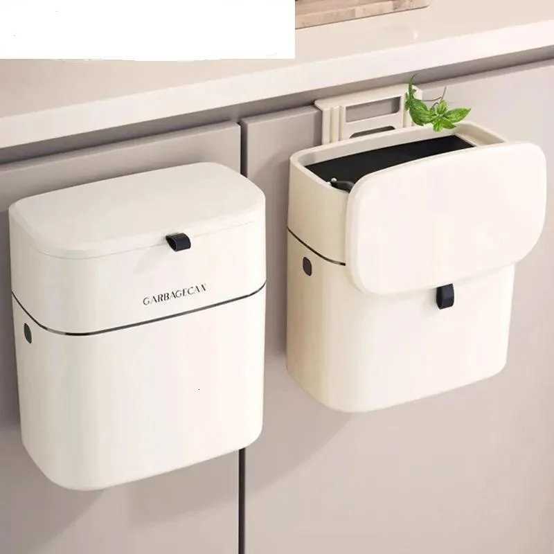 Stylish Hanging Trash Can for Household Toilets - Large Capacity Square Design Convenient Clamshell Lid C251120