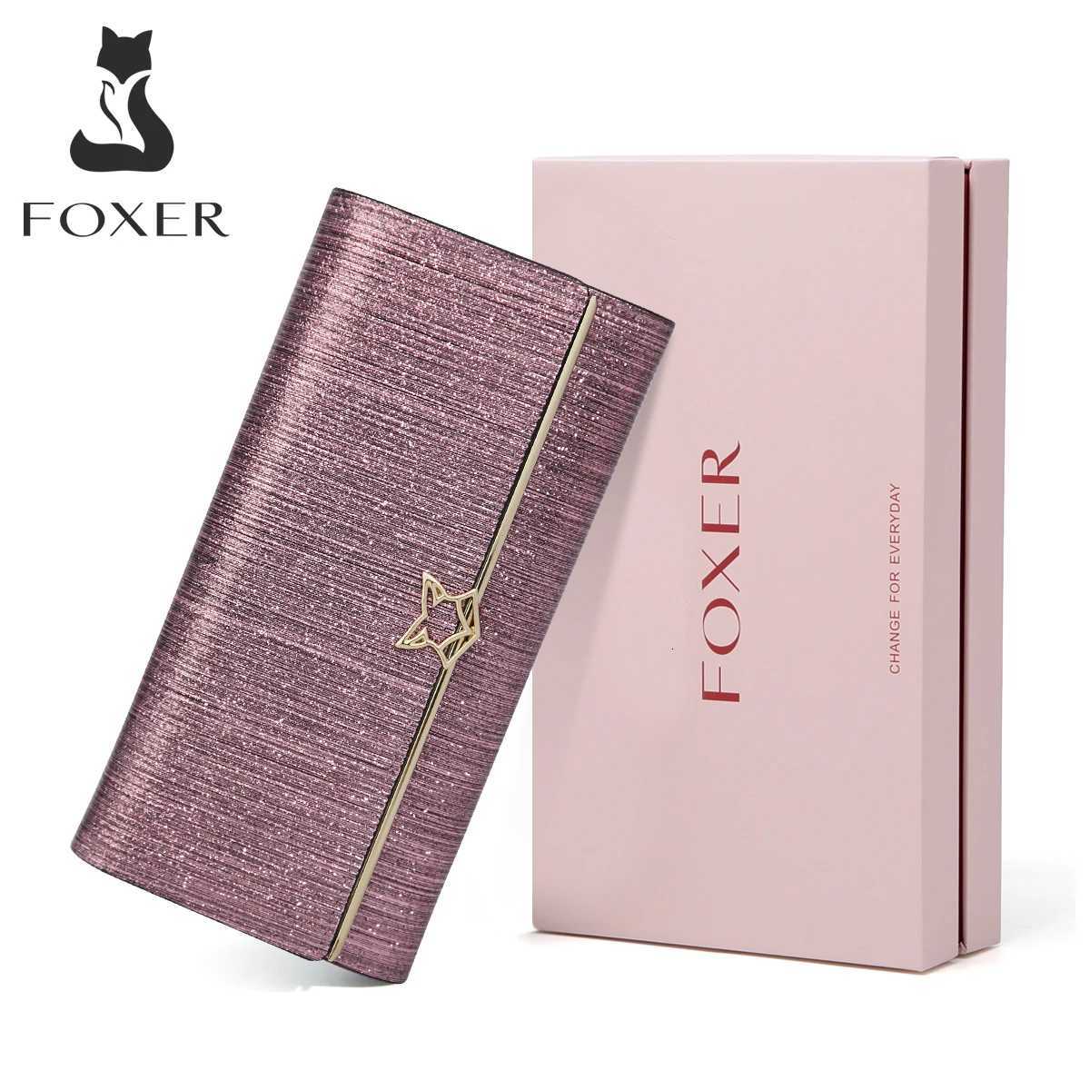 FOXER Brand Womens Split Leather Long Wallet Female Chic Clutch Cellphone Bags Lady Fashion Coin Card Holder Shiny Luxury PurseW251120