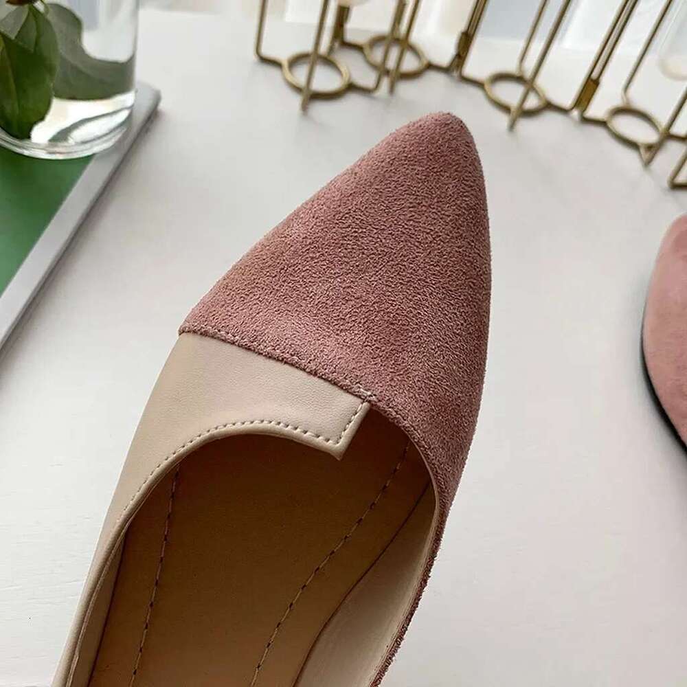Women Shoes Fashion Splice Color Mule Flats Pointed Toe Ballerina Ballet Flat Slip on Shoe atos Mujer Loafers Size 35-41