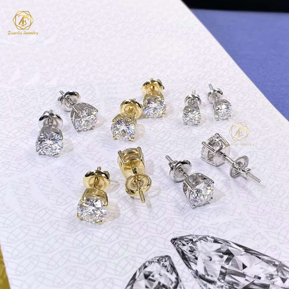 IGI Certified Lab Grown Diamond Solitaire Stud 14K 18K 9K White Yellow Solid Gold D Color VVS2 Clarity 0.50Ct-2Ct Women Earring