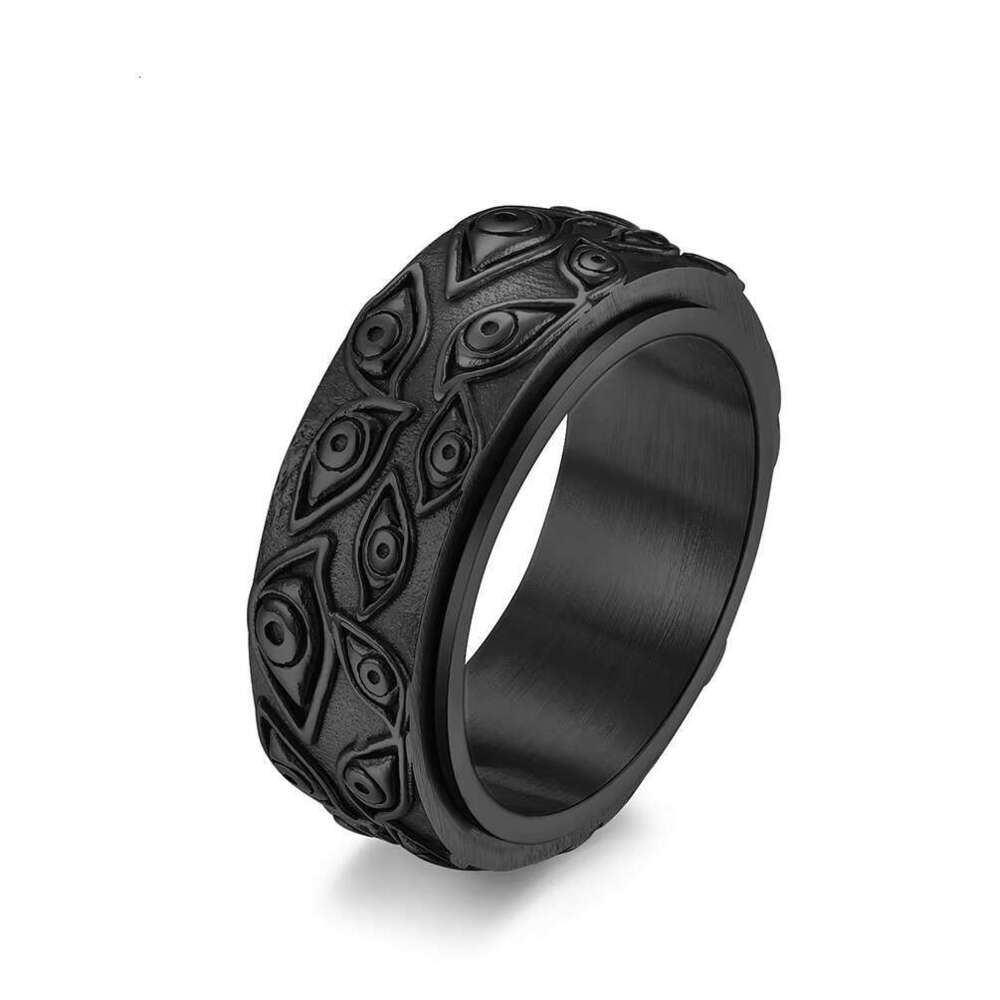 DHCollections Engraved Stainless Steel Ring for Men Rotating Matte Band Jewelry Multiple Sizes