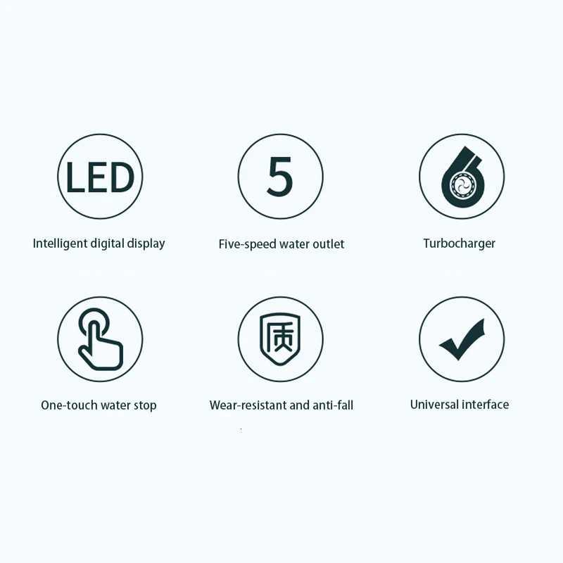 5-Speed High-Pressure Shower Head Water Temperature Turbocharged Shower Head Intelligent With LED Smart temperature Display NewM251120