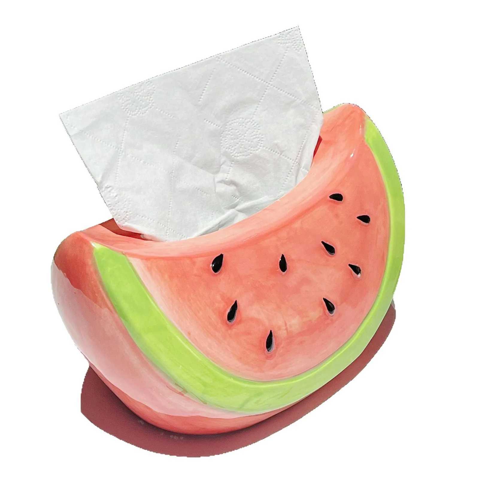 Watermelon Shape Ceramic Tissue Box Table Desk Decoration Creative Watermelon Tissue Box Bedside Table Paper Case C251120