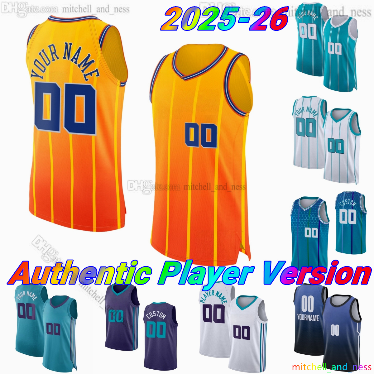 Custom New City 1 LaMelo Ball Player Version Basketball Jersey 0 Miles Bridges 8 Collin Sexton 7 Kon Knueppel 24 Brandon Miller 2 Johnson Authentic Stitched Jerseys