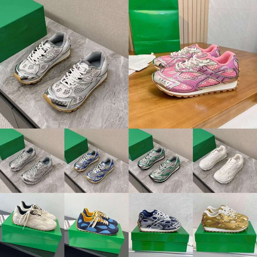 Top Quality Designer Runner Sneaker Casual Women Men Trainers Metal Leather Mesh Nylon Fabric Sneakers Green Blue White Black Shoes Eur 35-47
