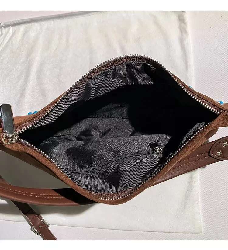 Autumn Winter Veet Fashion Moon Beads Beaded Women's Handbag Lady Purse Female Shoulder Messenger Casual Bag