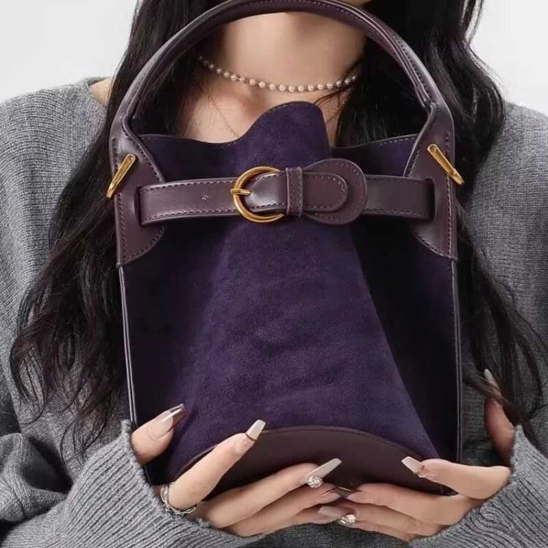 Purple Bucket PU Casual Fi No Zipper Soft Shoder Bag 2025 New Cmuter Ready Crossbody Bags Wen Mini Loose Handbag Y251120