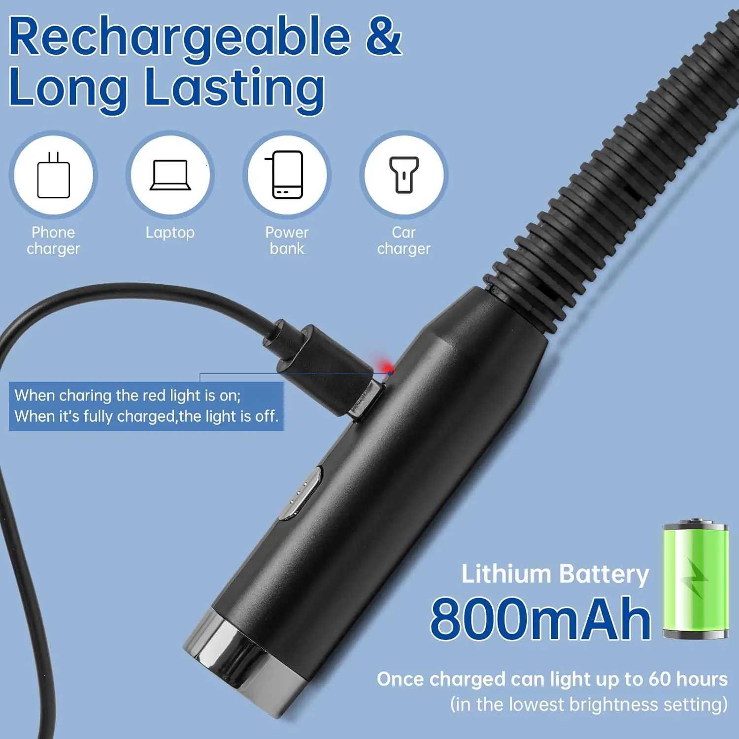 LED Reading Neck Light Usb Rechargeable Book Lamp 360 Flexible Reading Book Light Read Neck Lamp Study Reading Night Light M251120