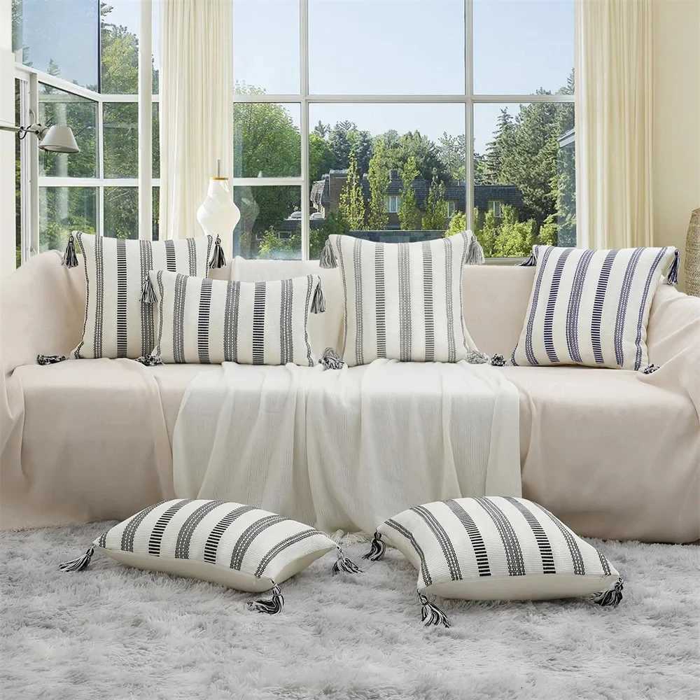 Pillow Case Kitinjoy Cotton Cover 45x45cm Striped Cushion Cover Decor case For Sofa Car Home Luxury Throw Case 50x50 C251120