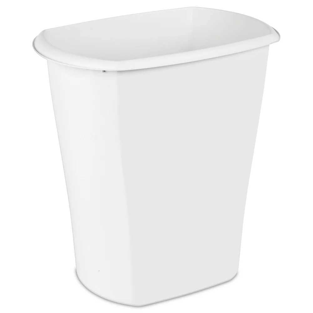 10 Gallon Rectangular Wastebasket Plastic Kitchen Open Top Trash Can Slim Profile Easy Clean Indoor Use with Comfortable Handle C251120