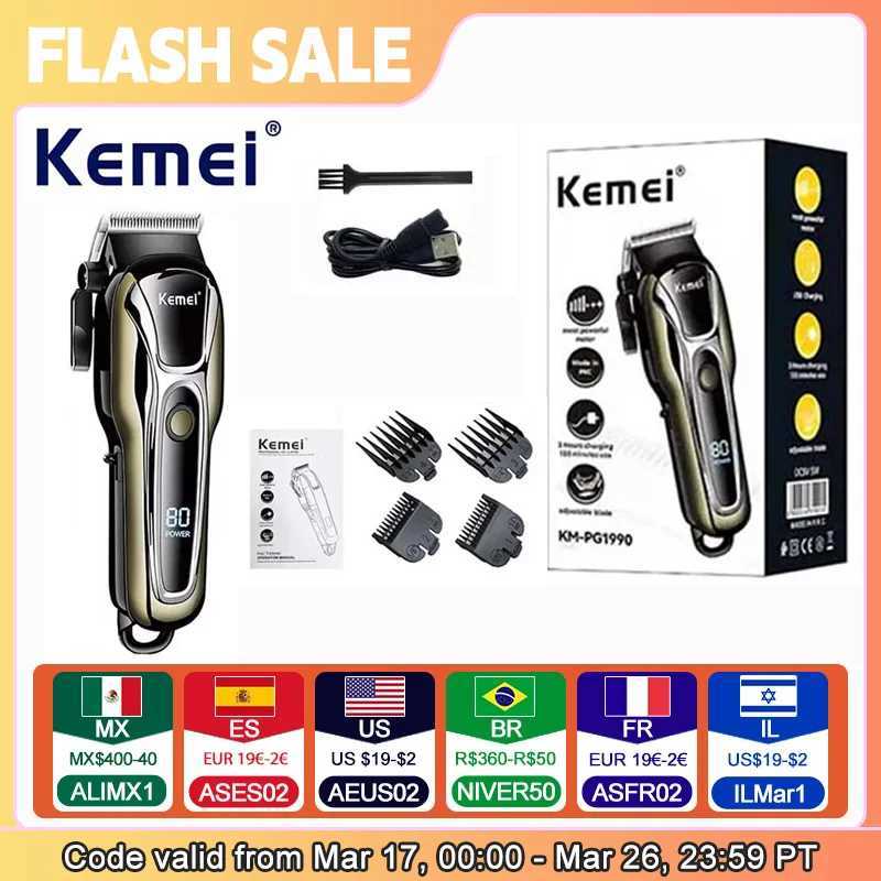 Kemei KM-PG1990A USB Rechargeable Electric Hair Clipper Professional Cordless Men Hair Trimmer Mens Hair Cutting MachineT251120