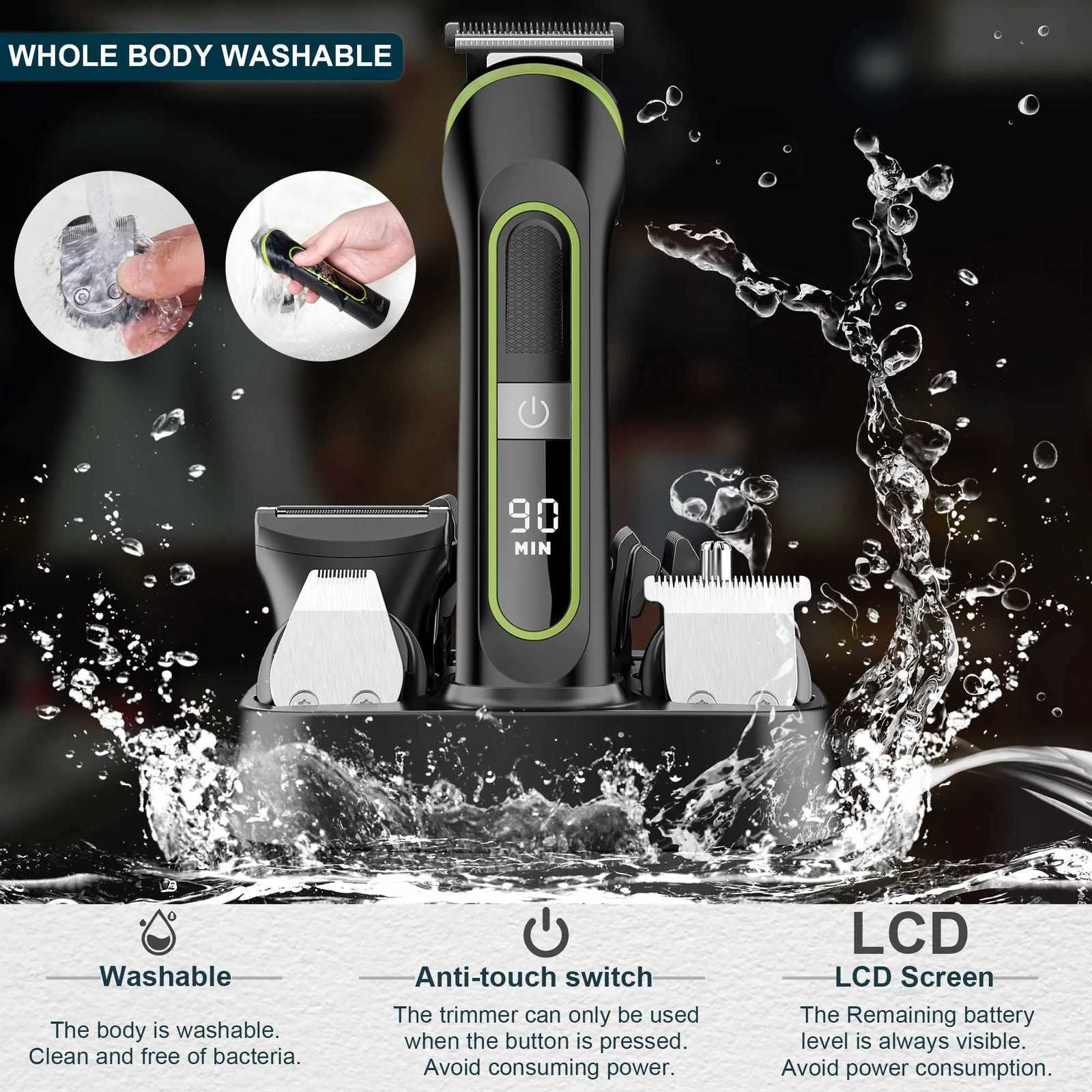 Hatteker Hair Clipper USB Rechargeable Trimmer Titanium Ceramic Blade LCD Professional Strong Power Salon Hair Cutting MachineT251120